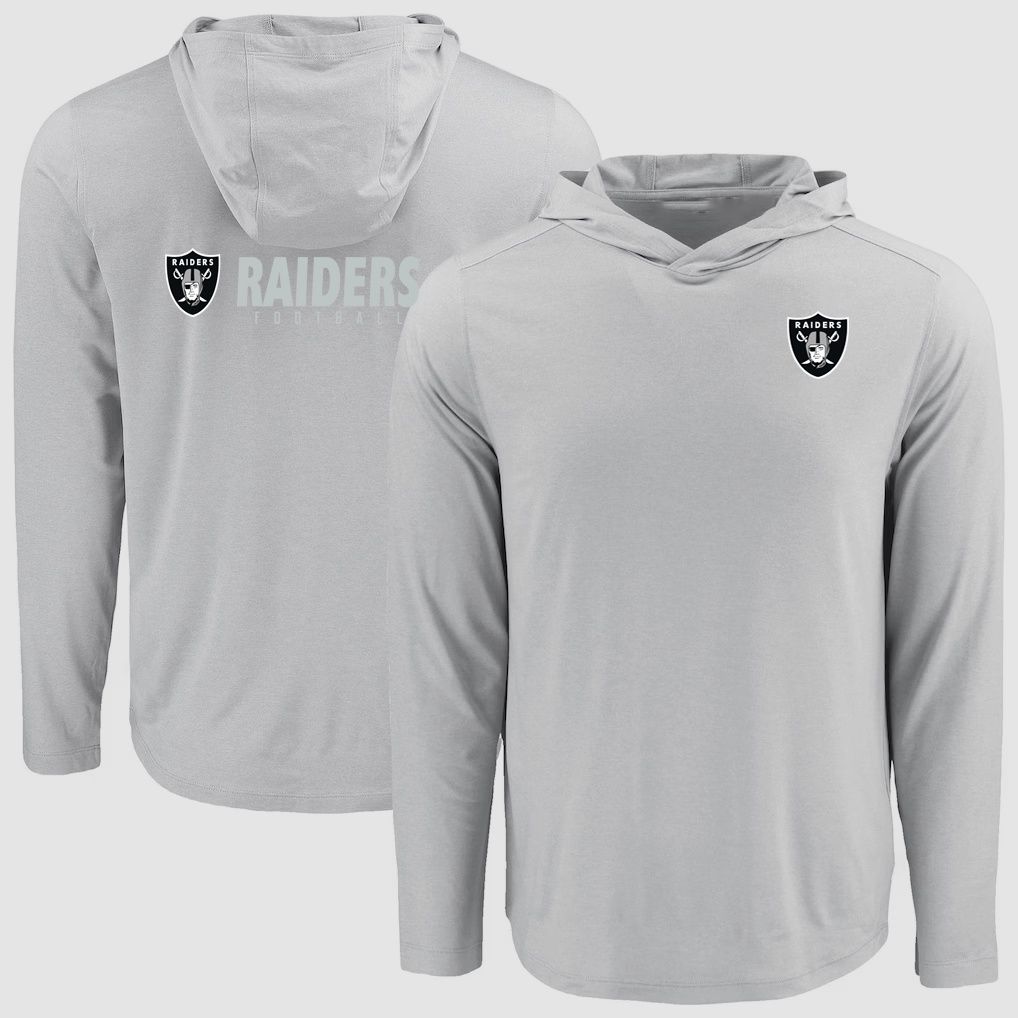 Men 2026 NFL Oakland Raiders Hooded long sleeved T-shirt grey 05->nfl t-shirts->Sports Accessory